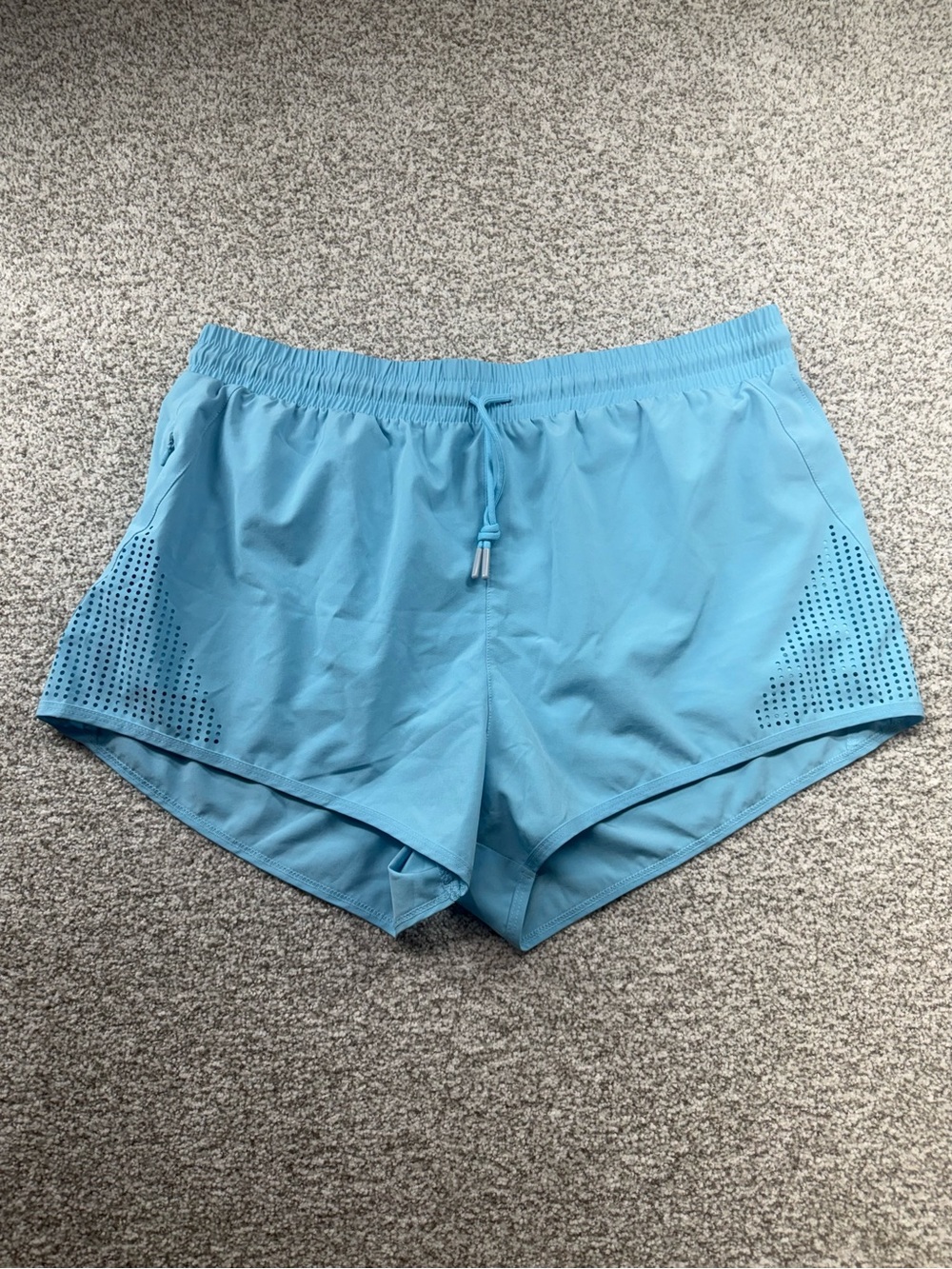 Women's ZYIA Active Sky Blue Athletic Running Pocket Lined Sprint Shorts Size XL